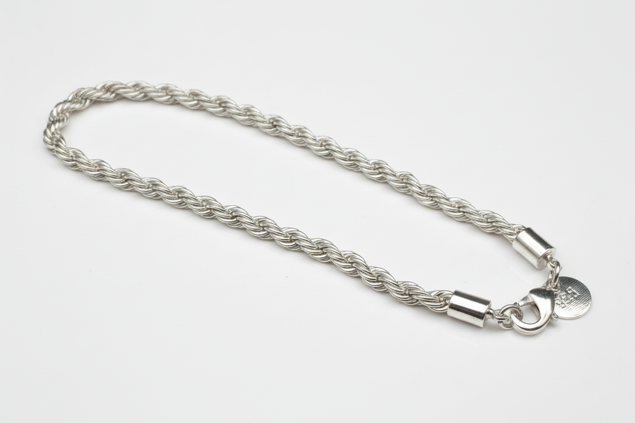 Copper And Silver Jewelry European And American Fashion Jewelry Popular Hot-selling Jewelry 4MM Twisted Rope Bracelet
