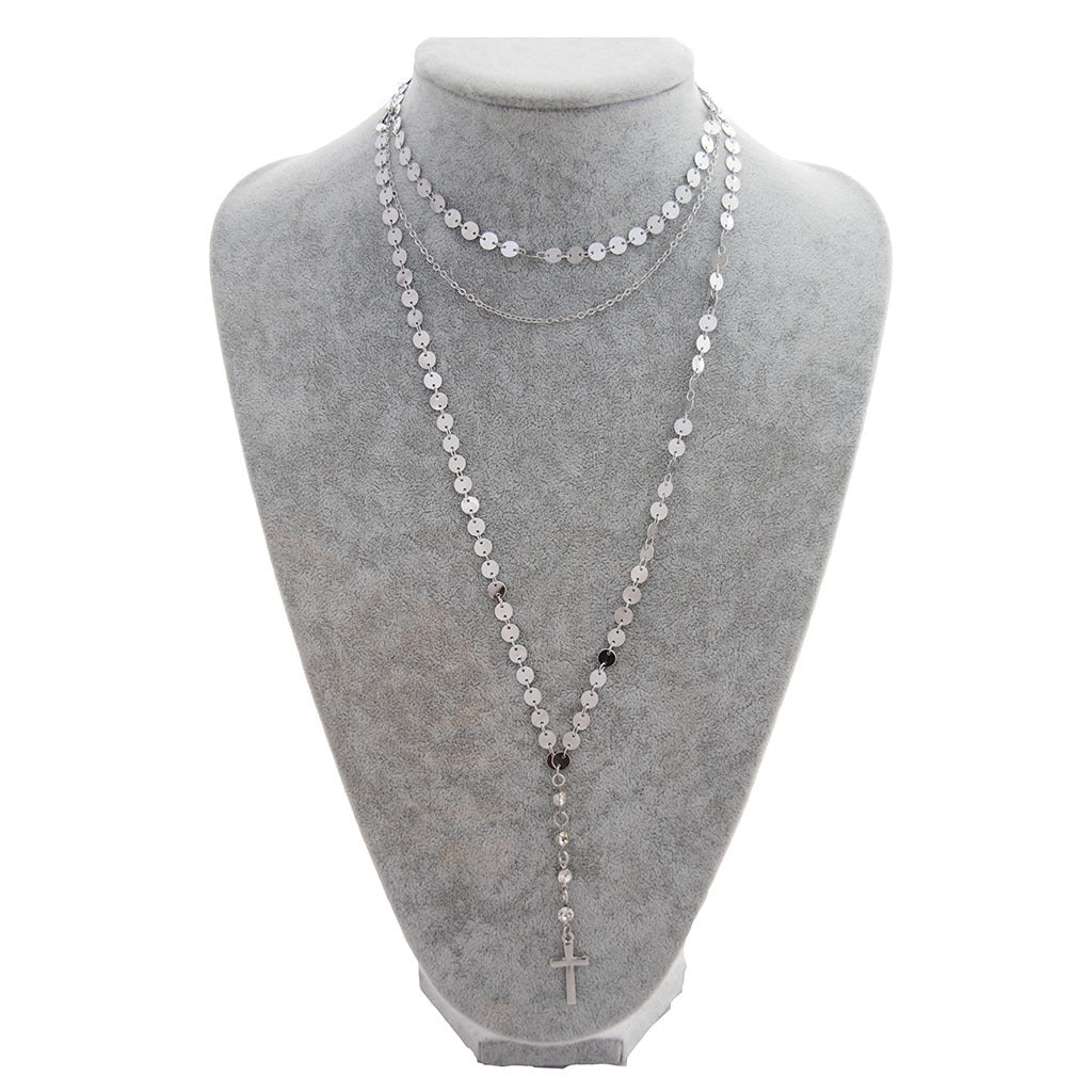 Copper handmade sequins multi-layer necklace