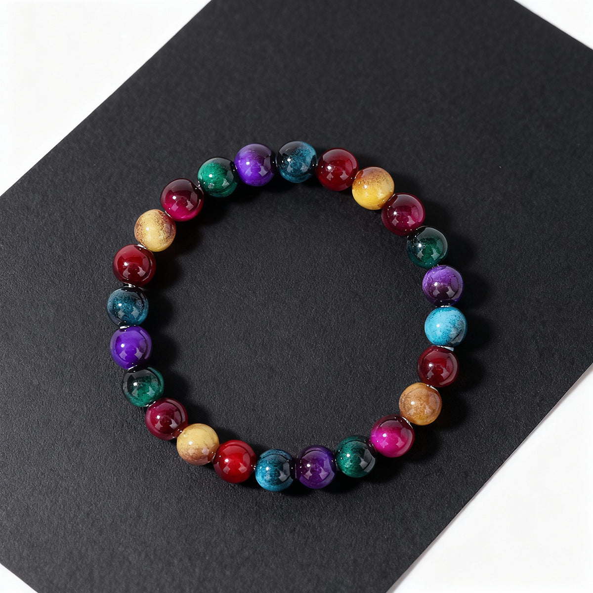 New Trendy Beaded Colorful Faux Tigers Eye Bracelet For Women