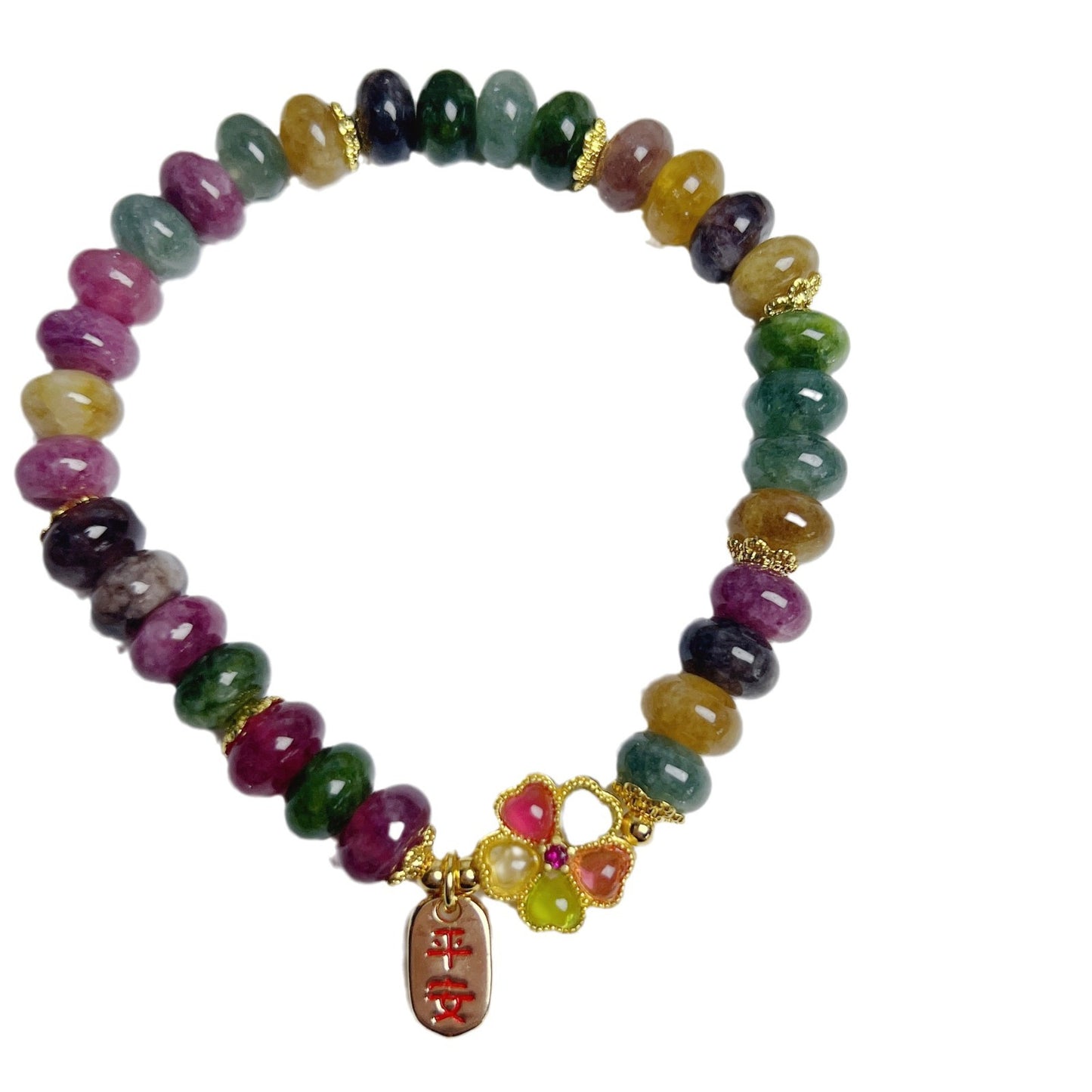 Colorful Tourmaline Abacus Beads Jade Bracelet For Women