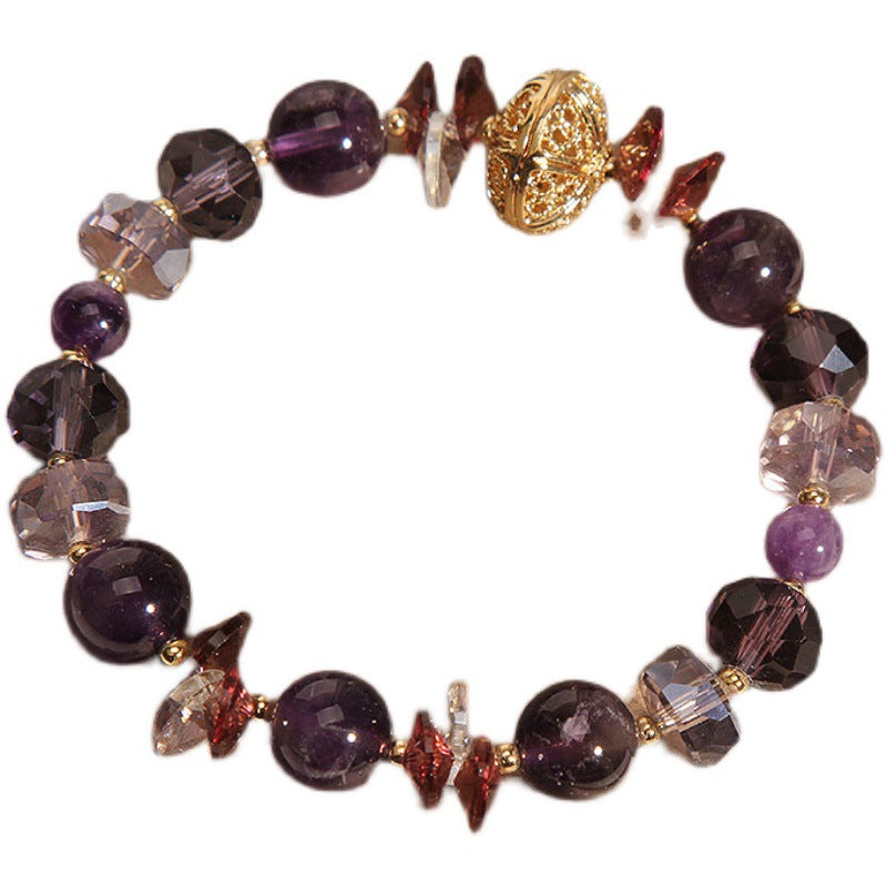 Pumpkin Beads Purple Crystal Bracelet For Women