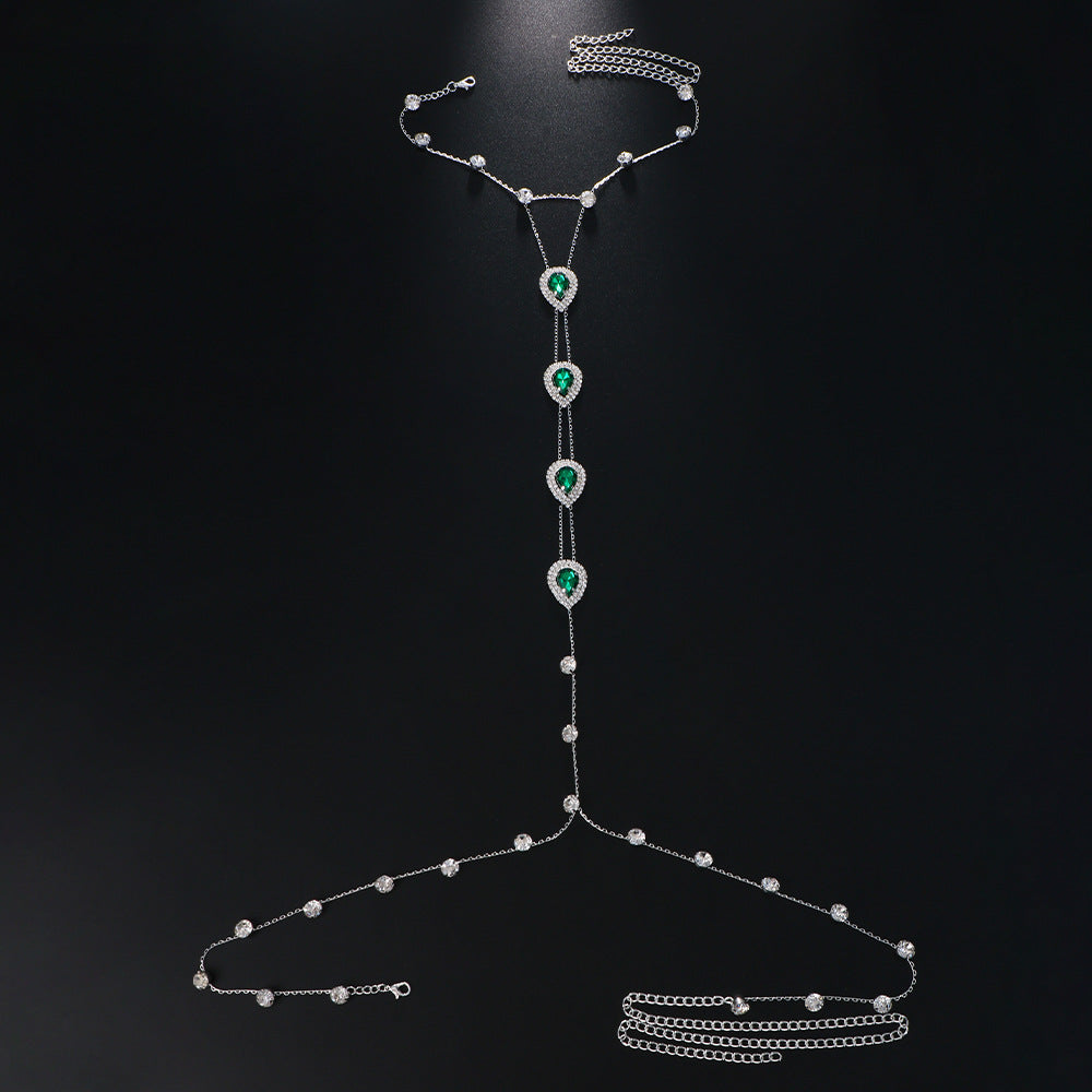 Gem Bikini Chest Necklace Body Chains Rhinestone-encrusted Jewelry