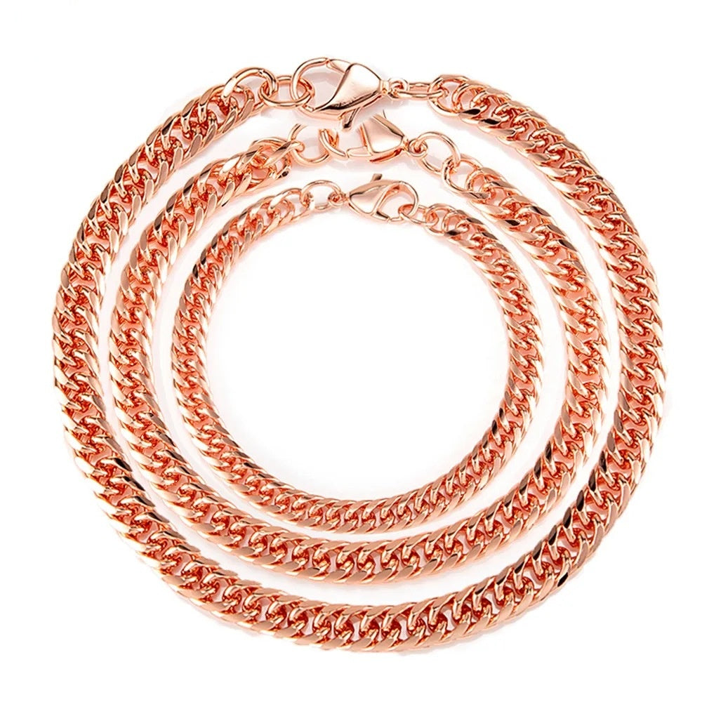 Men's Pure Copper Bracelet Women's Adjustable Cuban Chain Ring Lobster Buckle 6mm Scratch-resistant