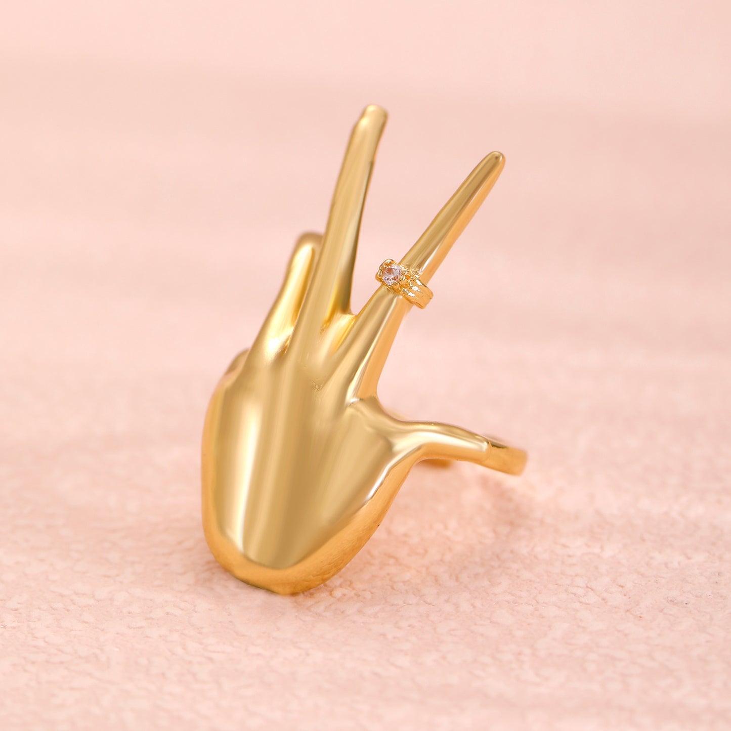 Creative Palm Ring Female Copper Inlaid Zircon