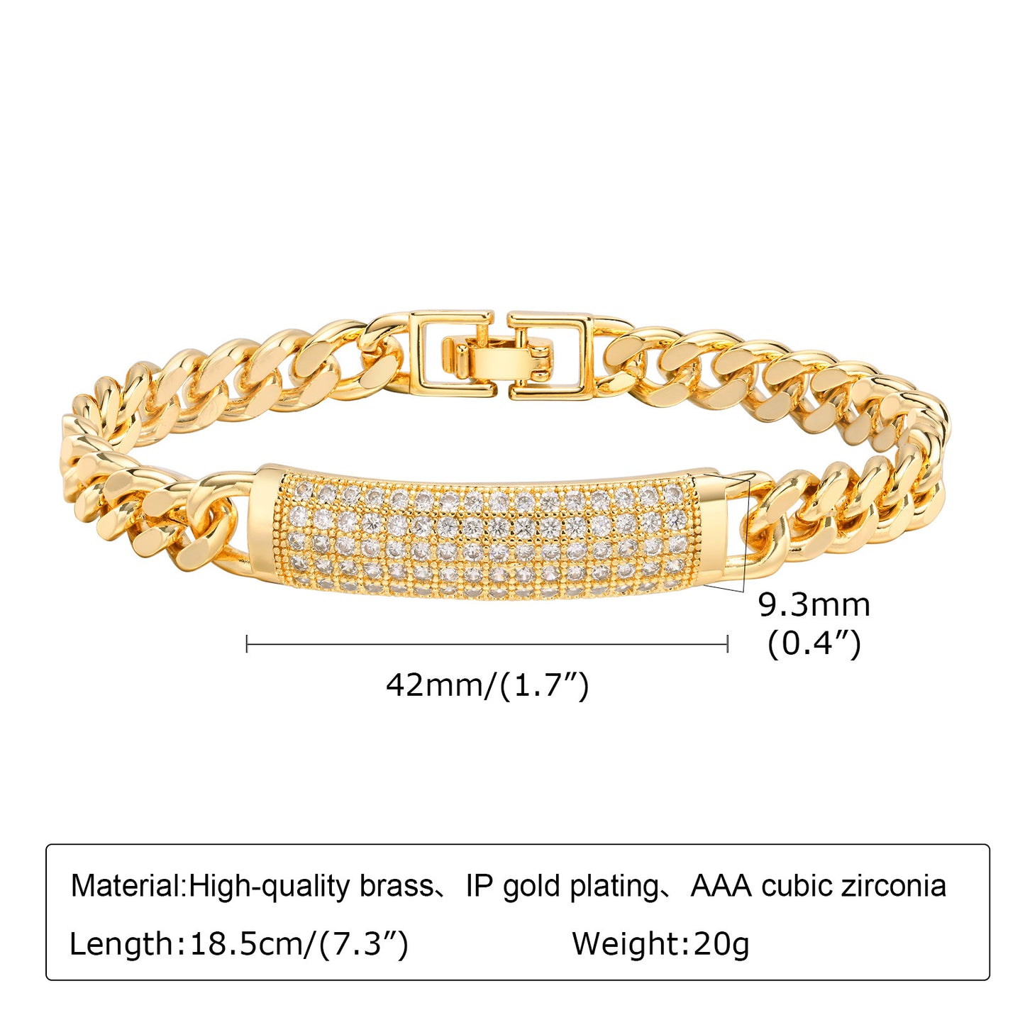 Copper Square Heart-shaped Zircon Geometric Bracelet