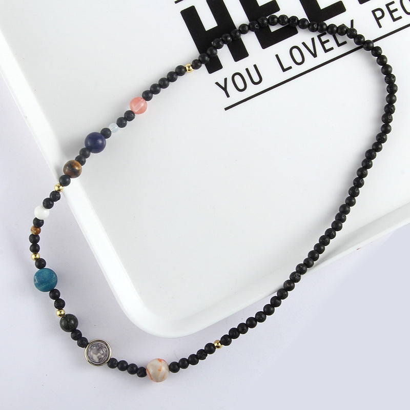 9 Planets In The Solar System Space Cosmic Galaxy Nebula Dome Beaded Necklace Women Birthday Valentine Anniversary Jewelry