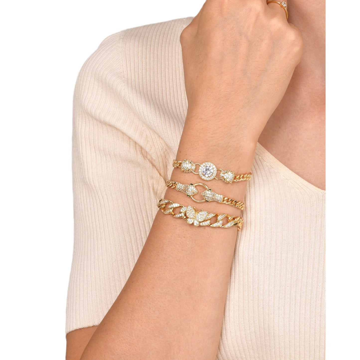 Copper Square Heart-shaped Zircon Geometric Bracelet