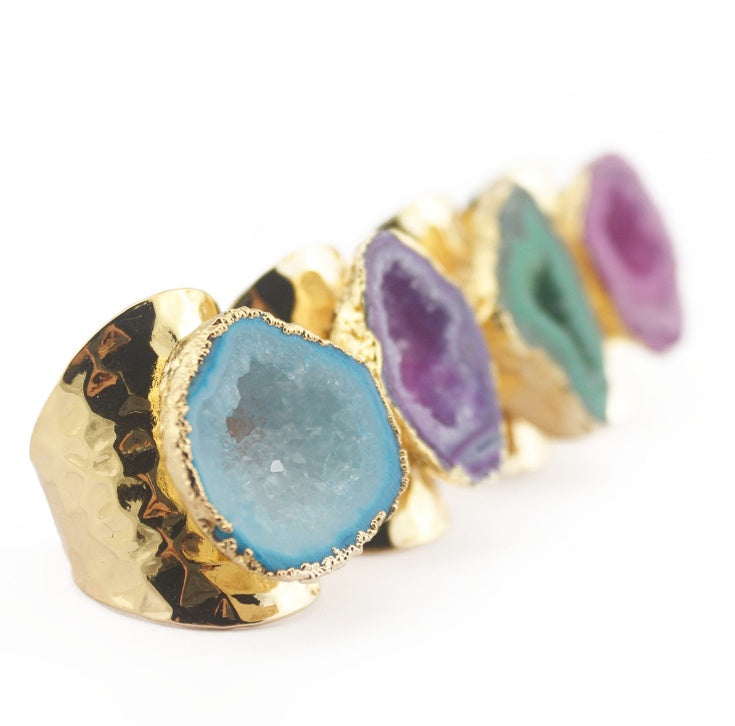 Yauvana Druzy Stone Adjustable Rings