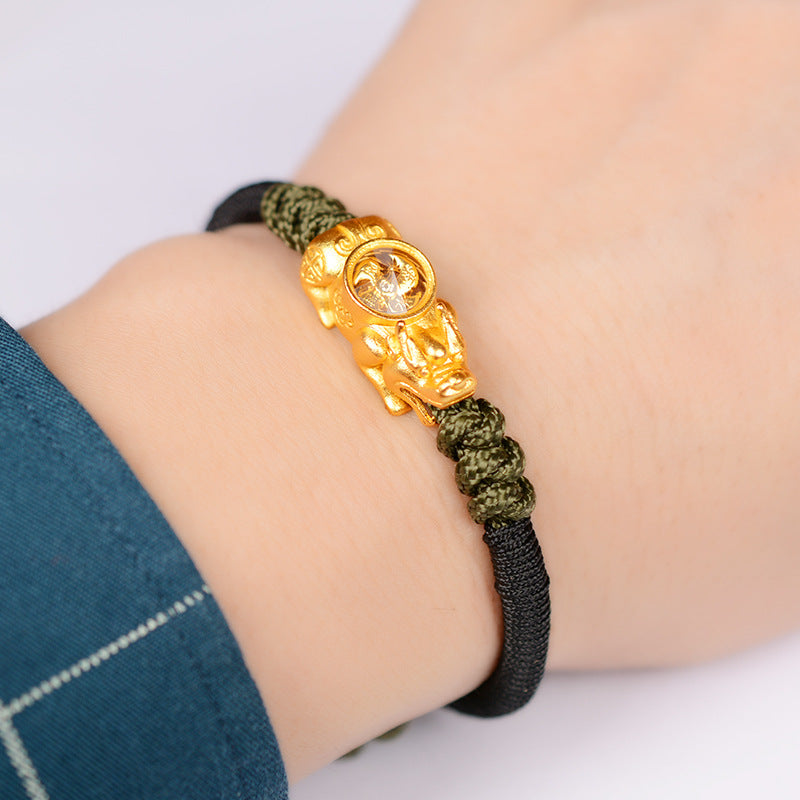 Braided Pure Copper Gold-plated Silver Brave Bracelet
