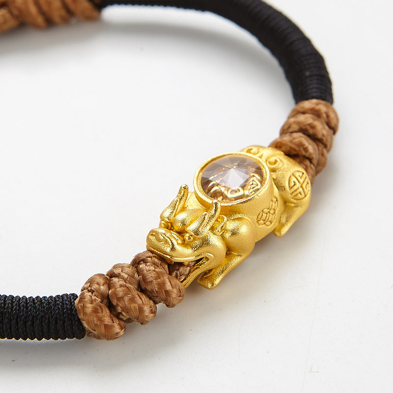 Braided Pure Copper Gold-plated Silver Brave Bracelet