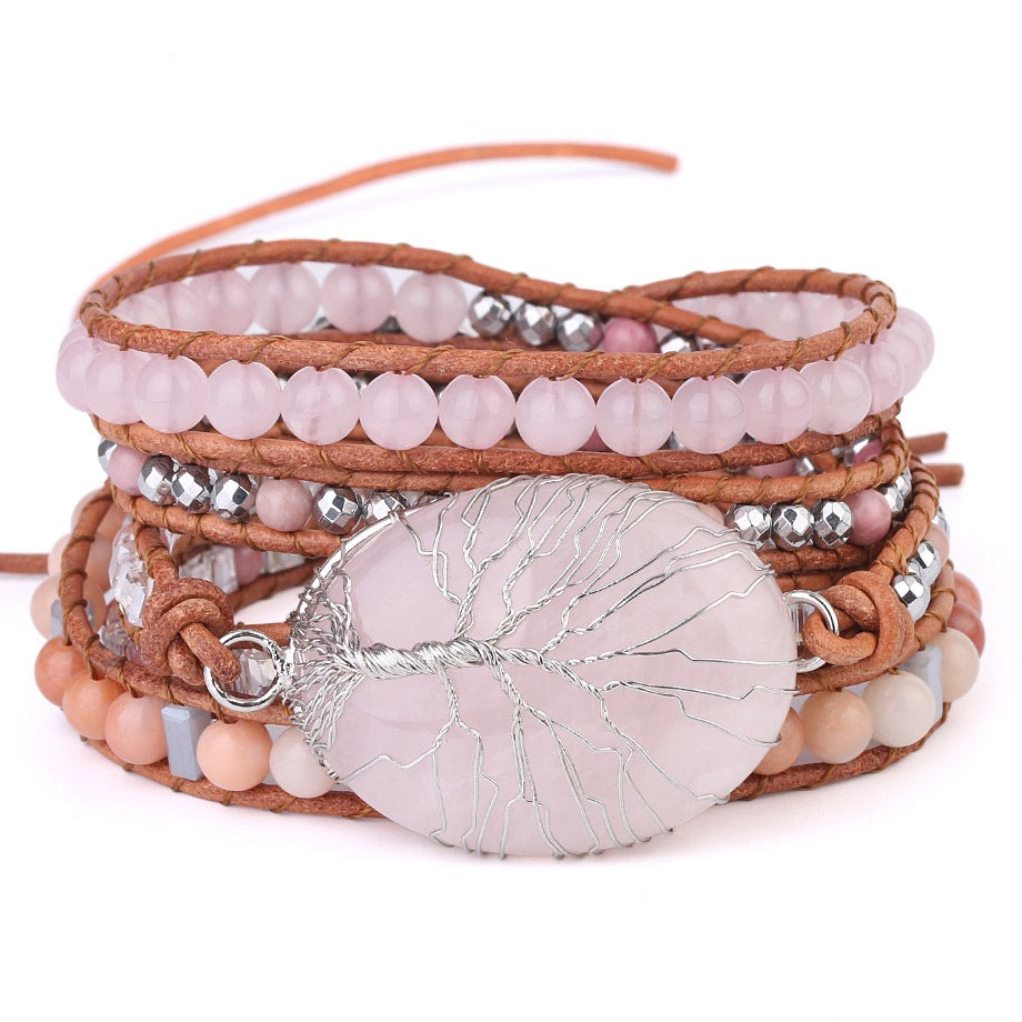 Natural stone beads red wood grain stone bracelet