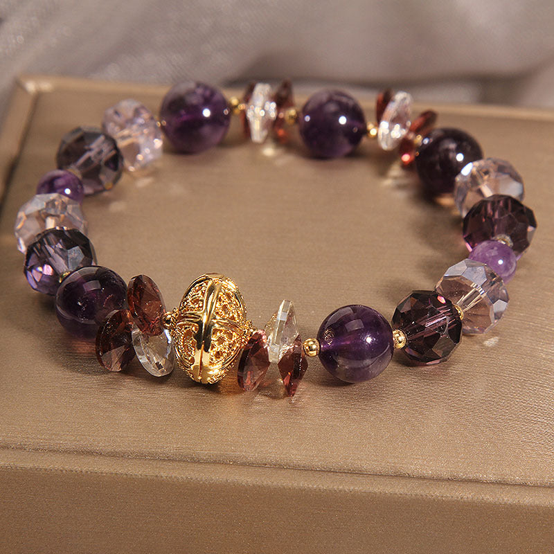 Pumpkin Beads Purple Crystal Bracelet For Women