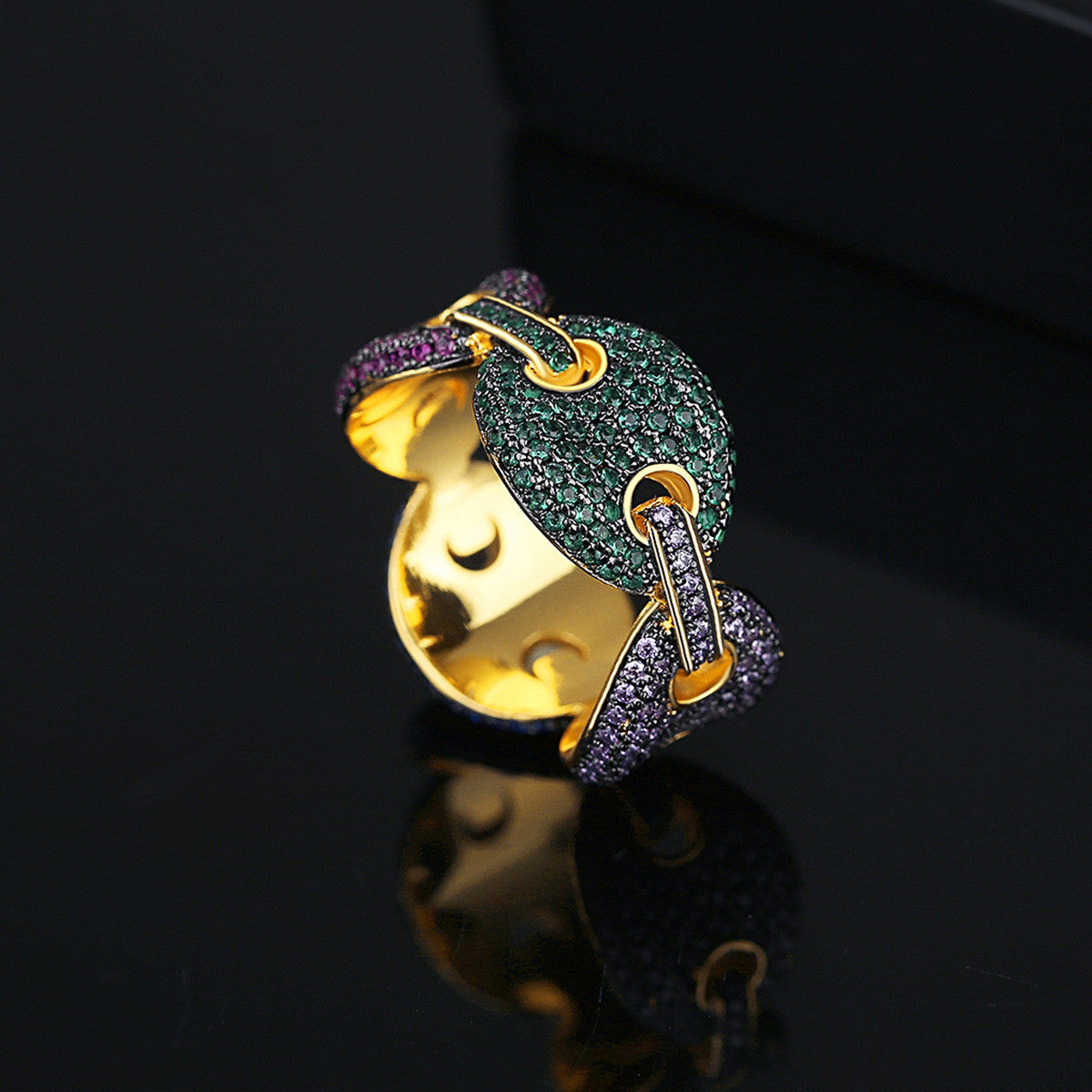 Men's Copper Inlaid Zirconium Fashion Ring