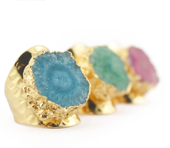 Yauvana Druzy Stone Adjustable Rings