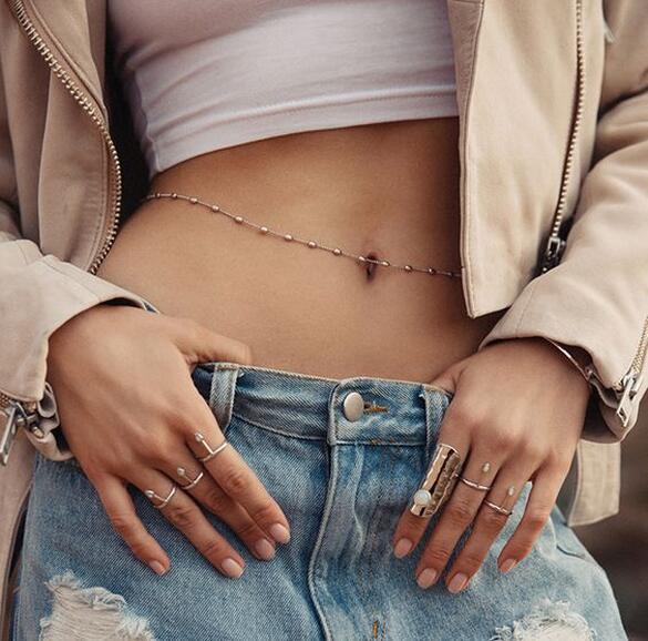Simple copper bead waist chain