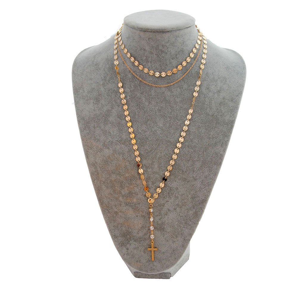 Copper handmade sequins multi-layer necklace