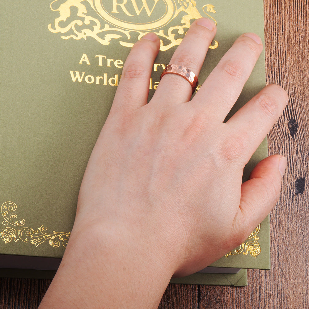 Red Copper Magnetic Health Care Corrugated Ring
