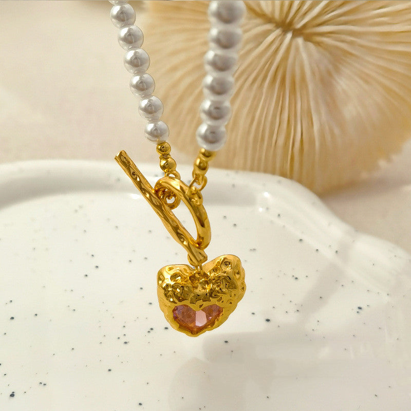 Fashion Copper Short Pearl Necklace Women