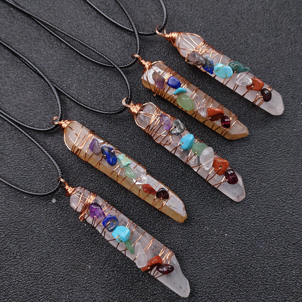New Jade Crystal Seven Chakra Colorful Pendant