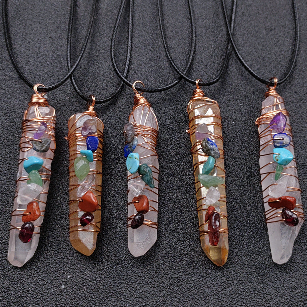 New Jade Crystal Seven Chakra Colorful Pendant