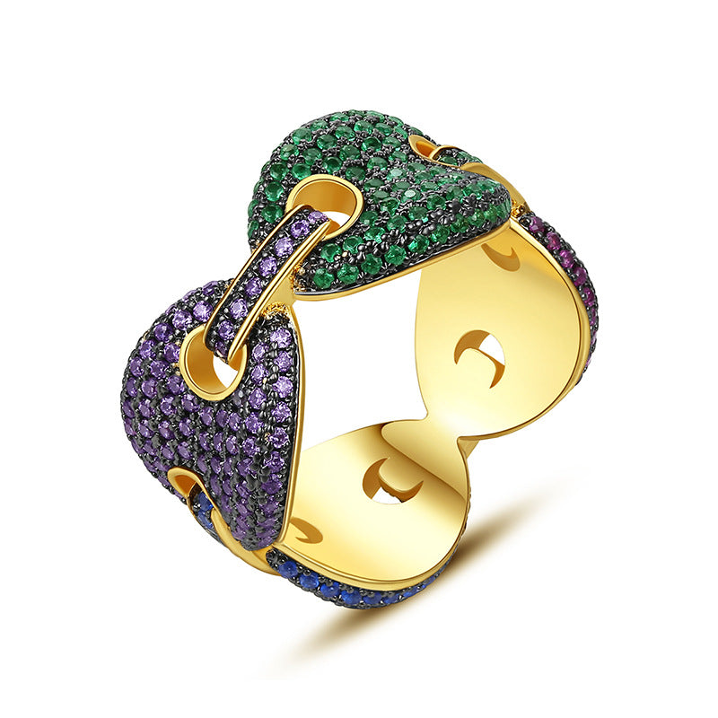 Men's Copper Inlaid Zirconium Fashion Ring