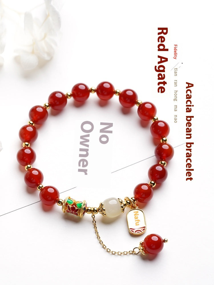 Red Agate Hetian Jade Beads Bracelet Women