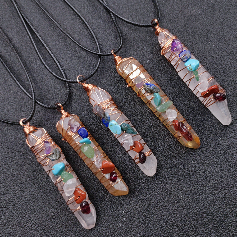 New Jade Crystal Seven Chakra Colorful Pendant
