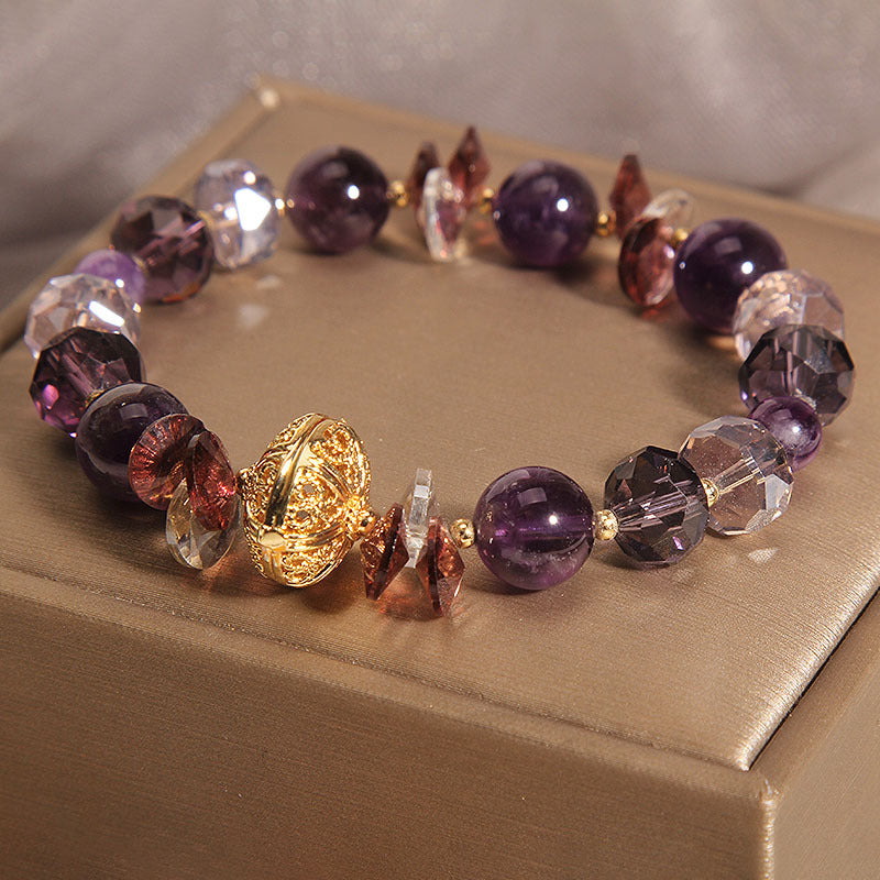 Pumpkin Beads Purple Crystal Bracelet For Women