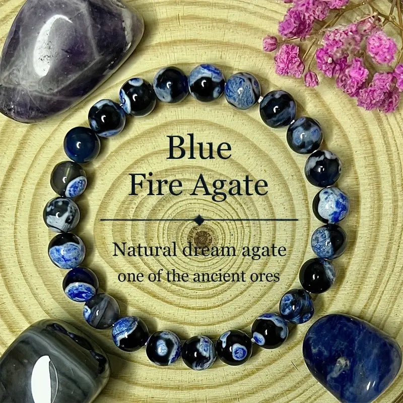 Blue Fire Onyx Malachite And Moonstone Bracelet