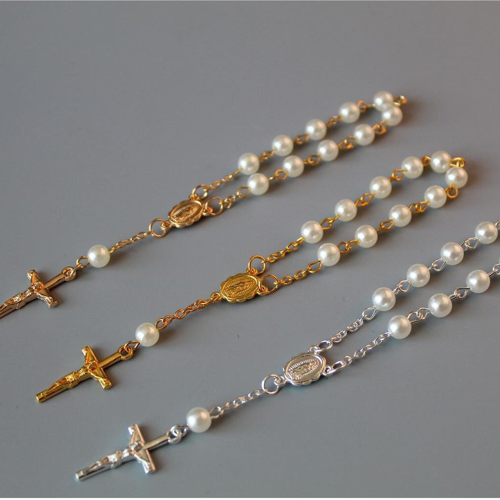 Beads Pearl Cross Full Moon Blessing Bracelet Fashion Jewelry