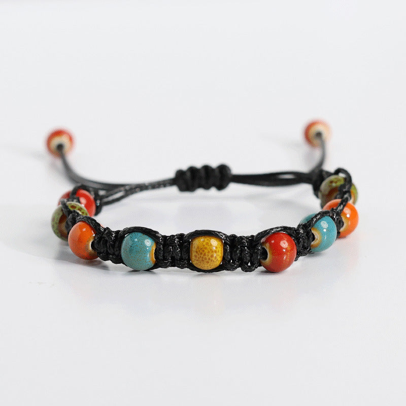 Jingdezhen Porcelain Bead Woven Couples Bracelet In Ancient And Ethnic Styles