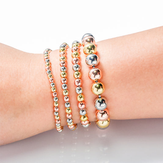 Copper Bead Bracelet Three Colors Copper Bead Elastic Adjustable All-match Bracelet Women