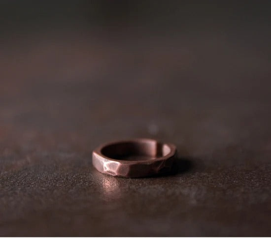 Vintage Handcarved Solid Copper Ring Set