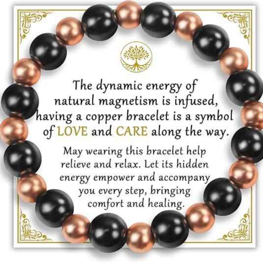Copper Bead Magnet 6mm Women's Copper Bead Black Magnet Bracelet