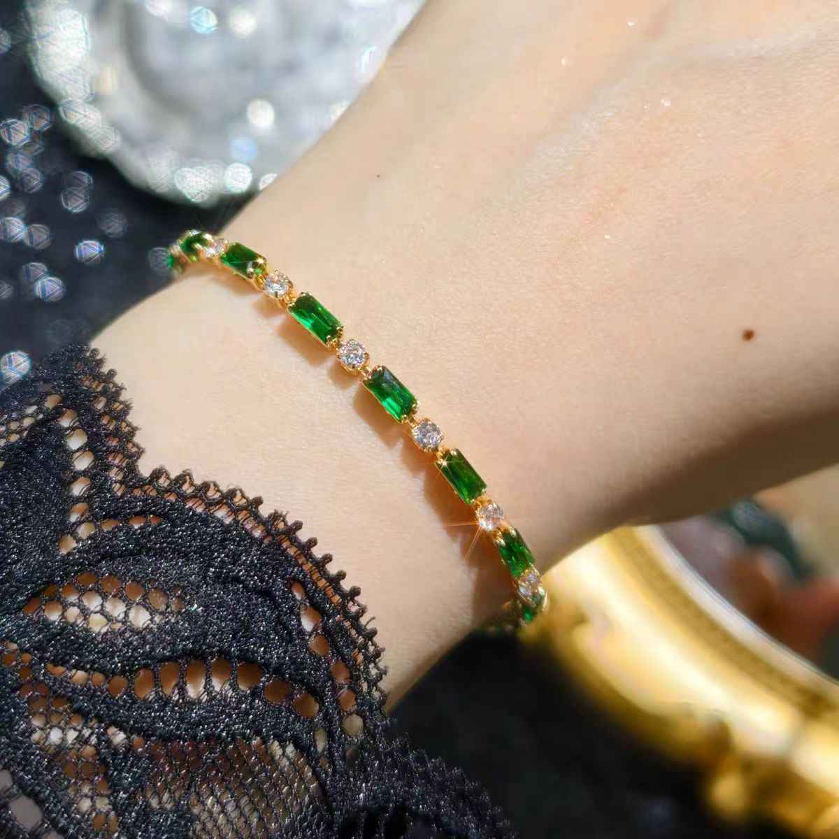 Luxury, High-end Glass Tennis Bracelet Jewelry