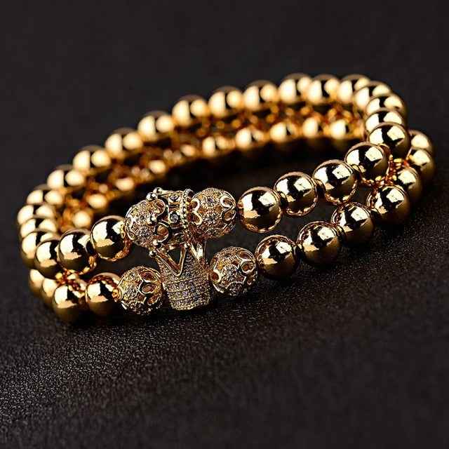 Copper bead elastic rope bracelet