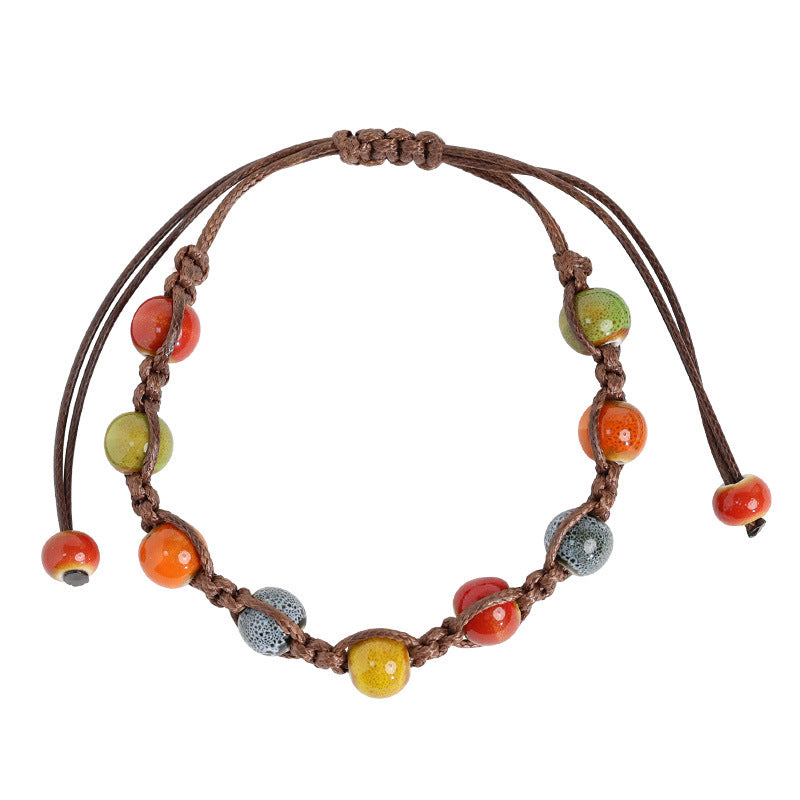 Jingdezhen Porcelain Bead Woven Couples Bracelet In Ancient And Ethnic Styles