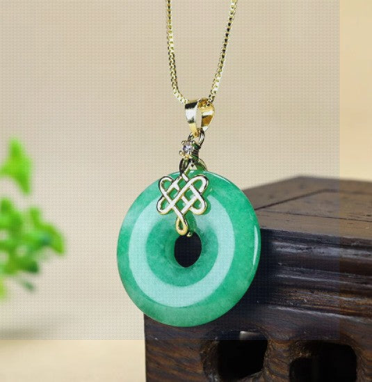 Jade Coin Buckle Pendant Necklace