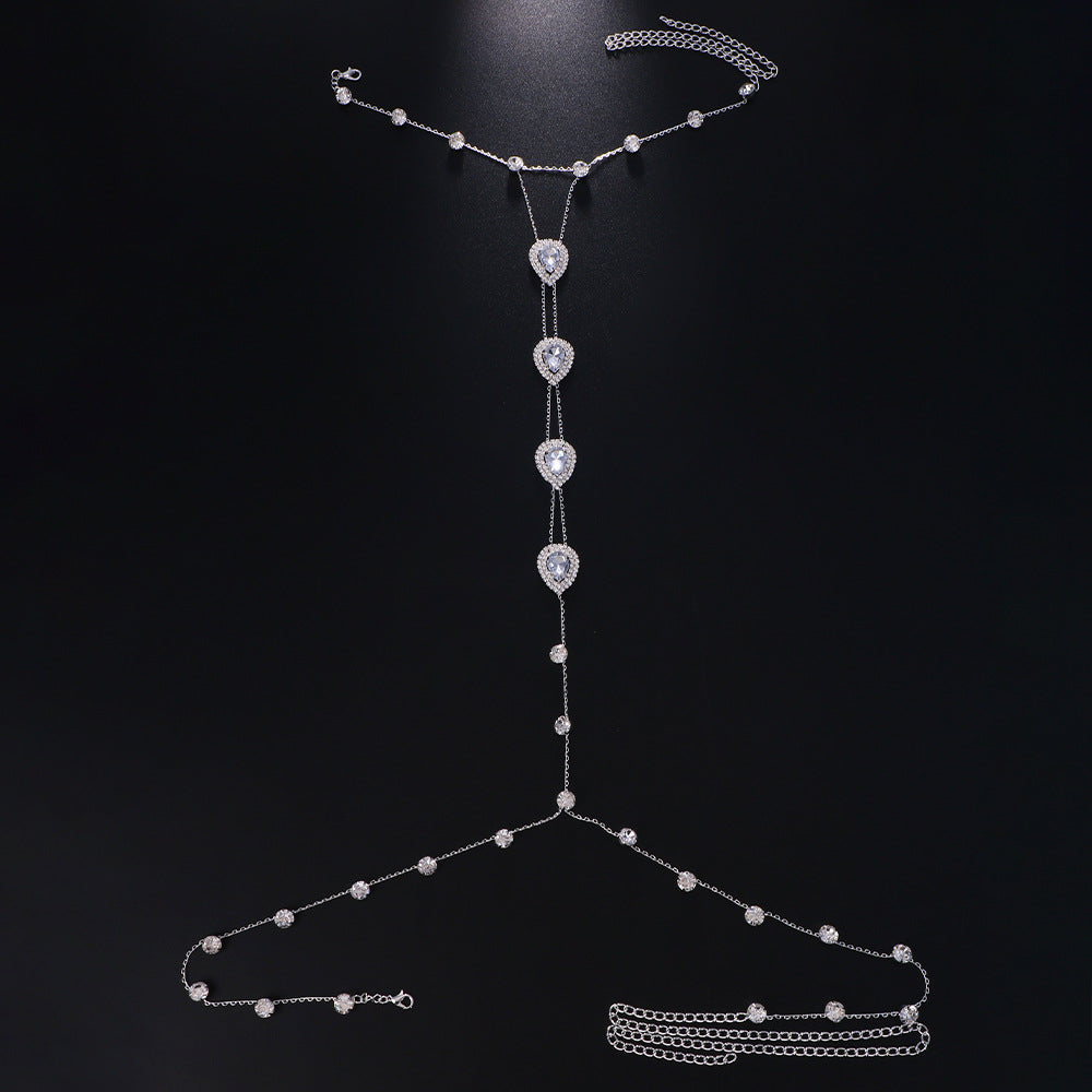 Gem Bikini Chest Necklace Body Chains Rhinestone-encrusted Jewelry