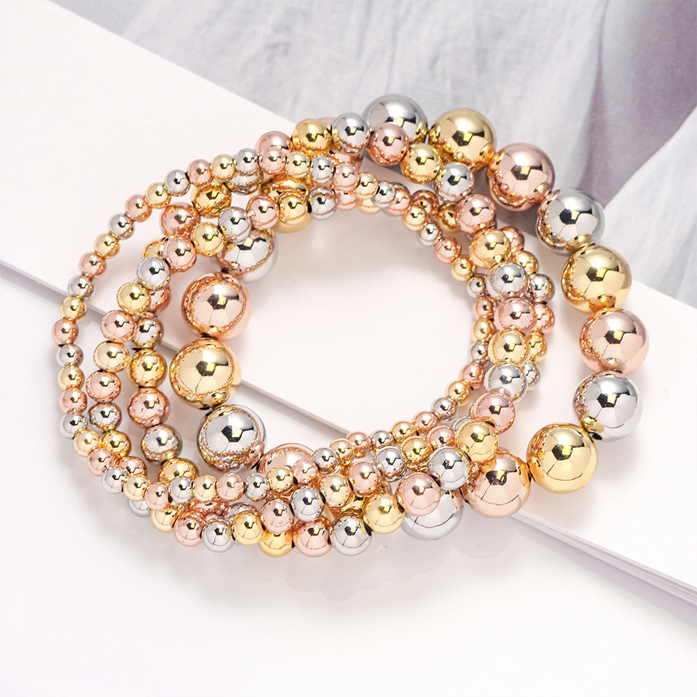 Copper Bead Bracelet Three Colors Copper Bead Elastic Adjustable All-match Bracelet Women