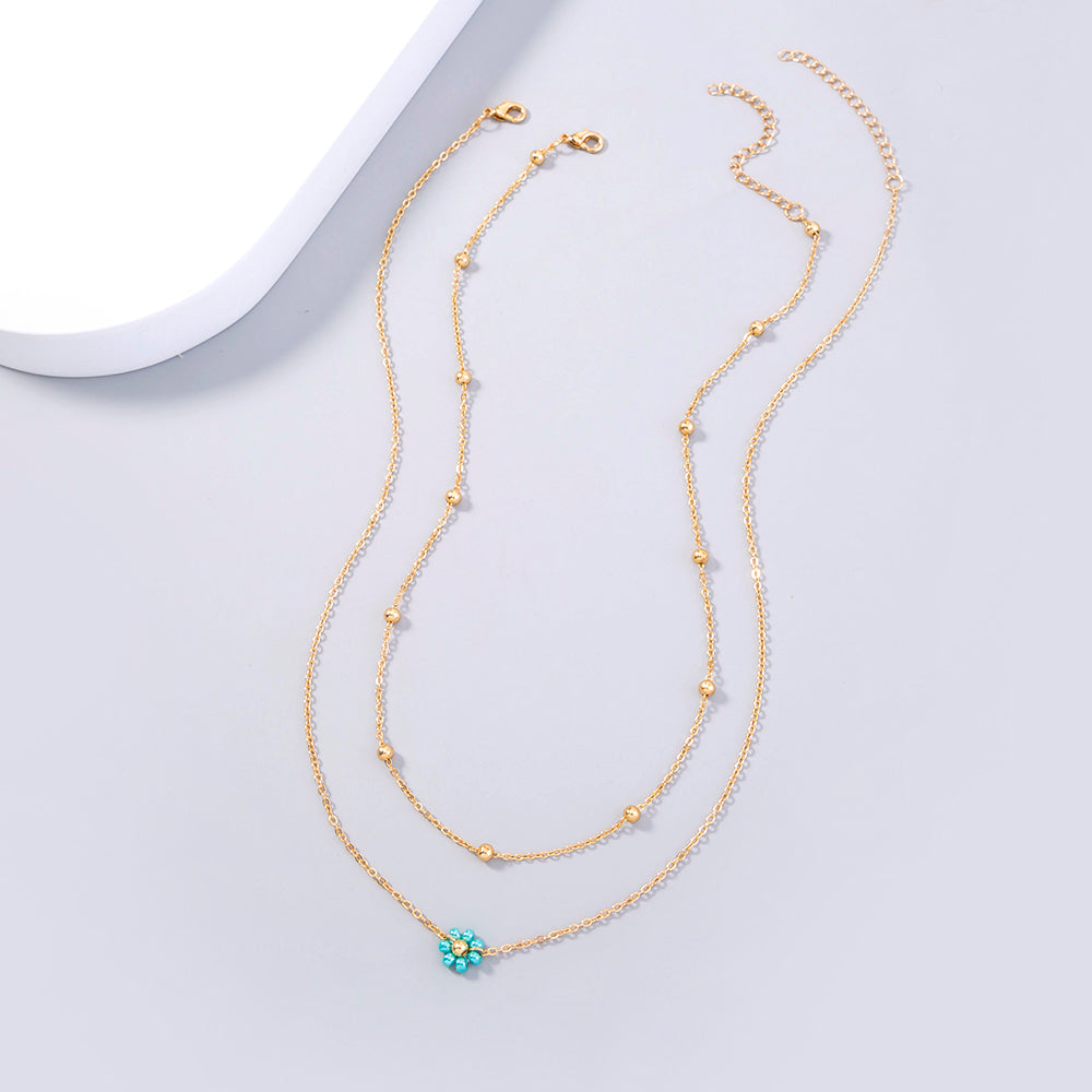 Copper Bead Flower multi-layer necklace