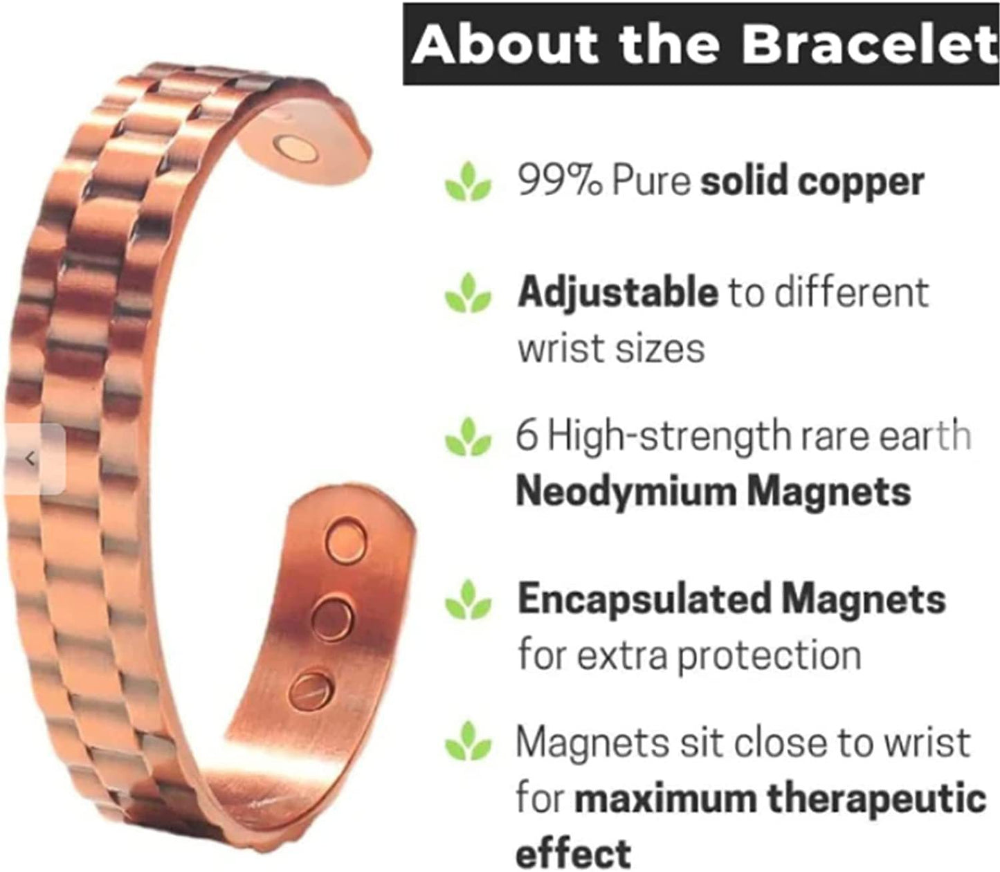 Men's Copper Magnetic Therapy Bracelet Pure Copper For Joint Pain