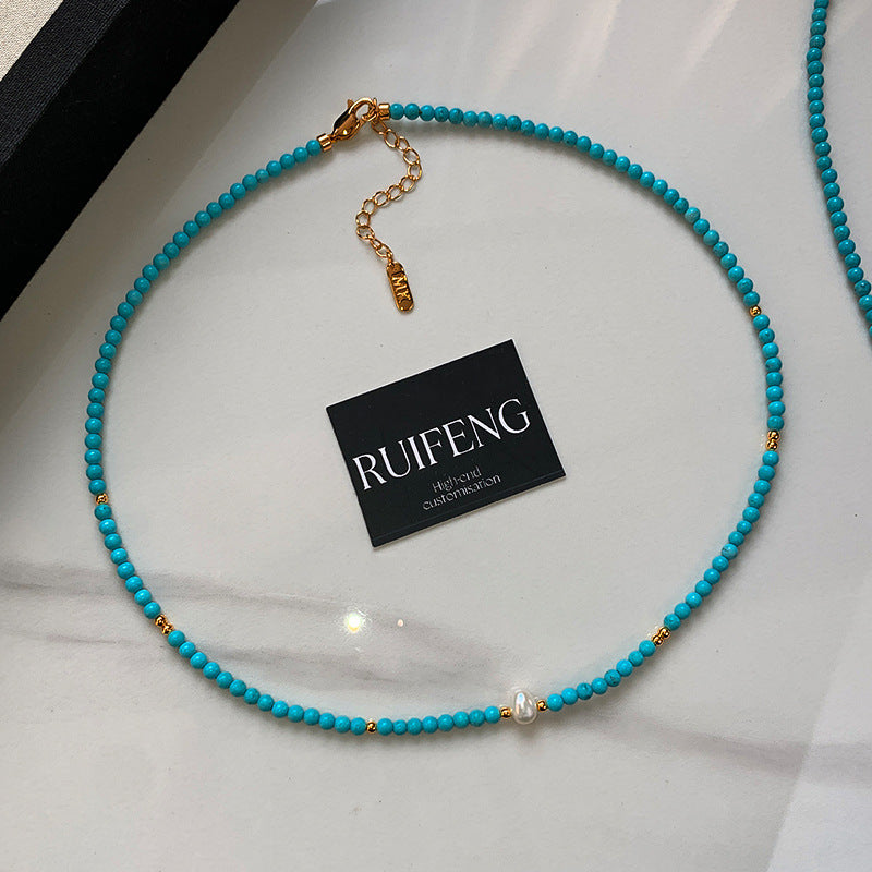 Natural Pearl And Turquoise Bead Bracelet Necklace
