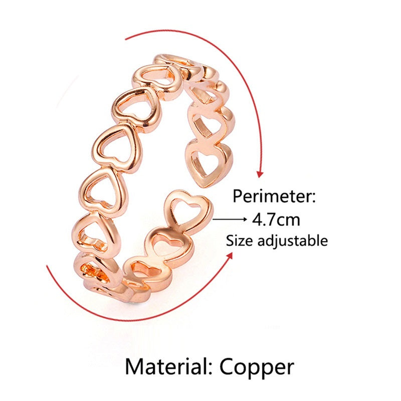Creative Metal Copper Electroplating Ring Adjustable Women's Love Ring