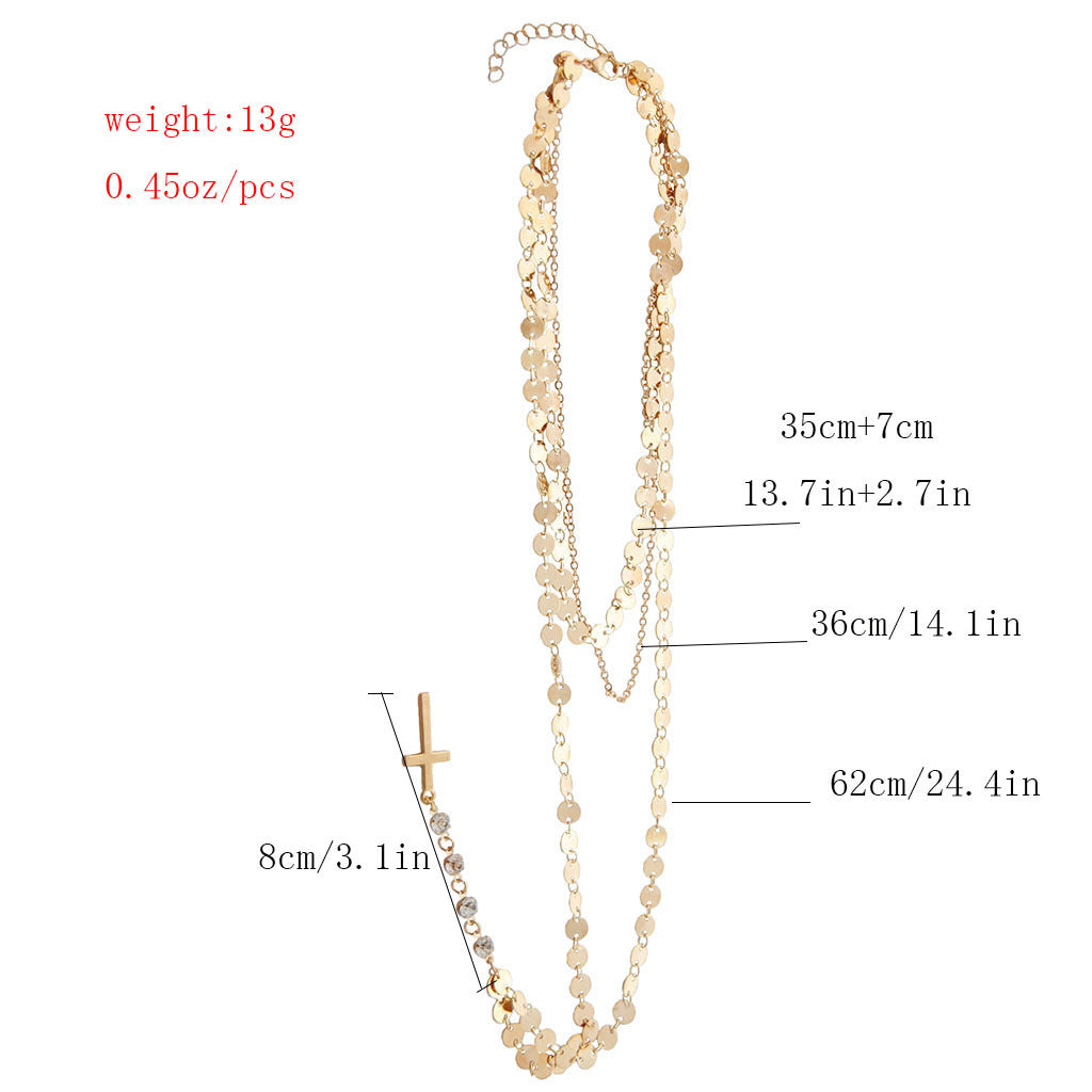 Copper handmade sequins multi-layer necklace