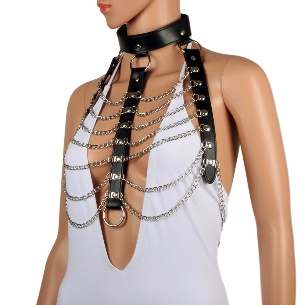 Hot sale explosion PU leather stitching metal chain jewelry