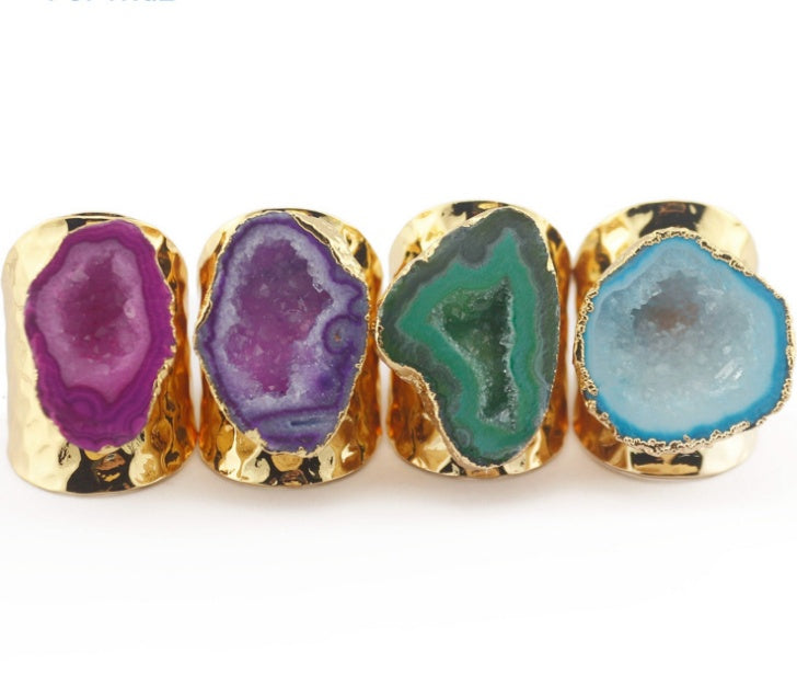 Yauvana Druzy Stone Adjustable Rings