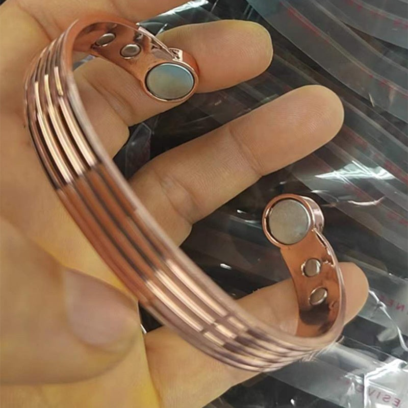 Magnetic Stripe Red Copper Vintage Bracelet Adjustable Pure Copper Men And Women