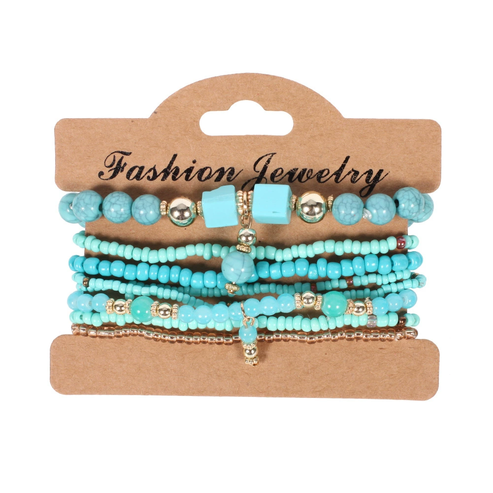 Bohemian Handmade Beads Bracelet Set For Women Summer Colorful Beaded Chain Bangle Men Boho Jewelry Accessories Stone Beads Chain Handmade Bangle Female Fashion Party Jewelry Gift