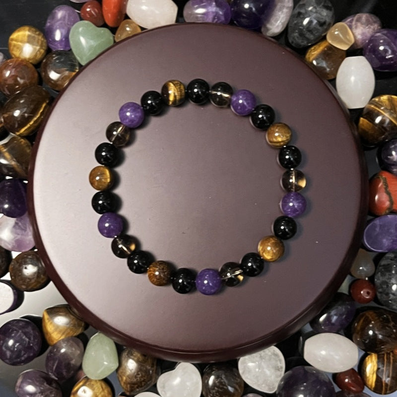 Fashionable Bracelet Featuring Clear Quartz And Amethyst